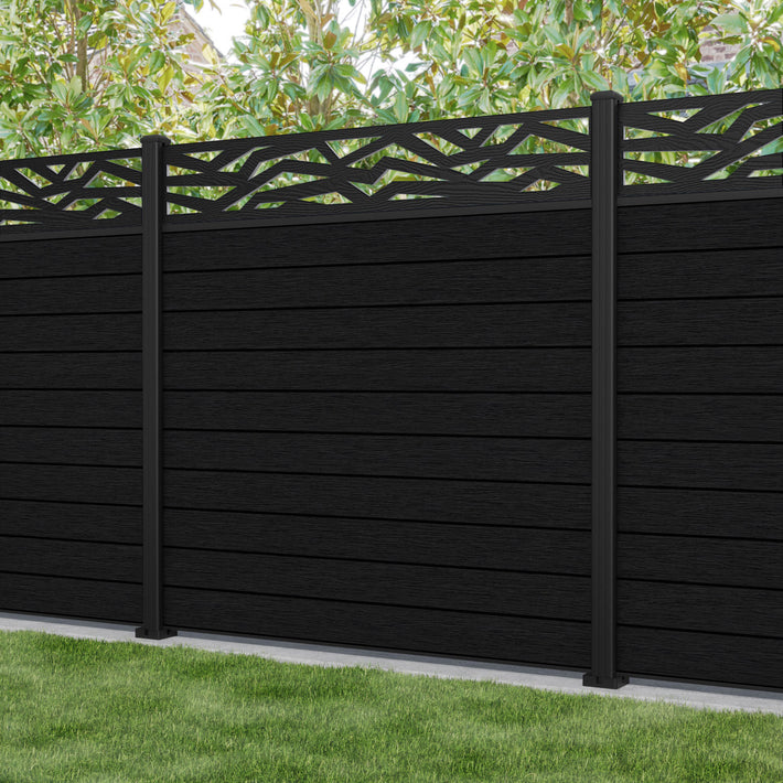 Fusion Zenith Fence Panel - Black - with our aluminium posts