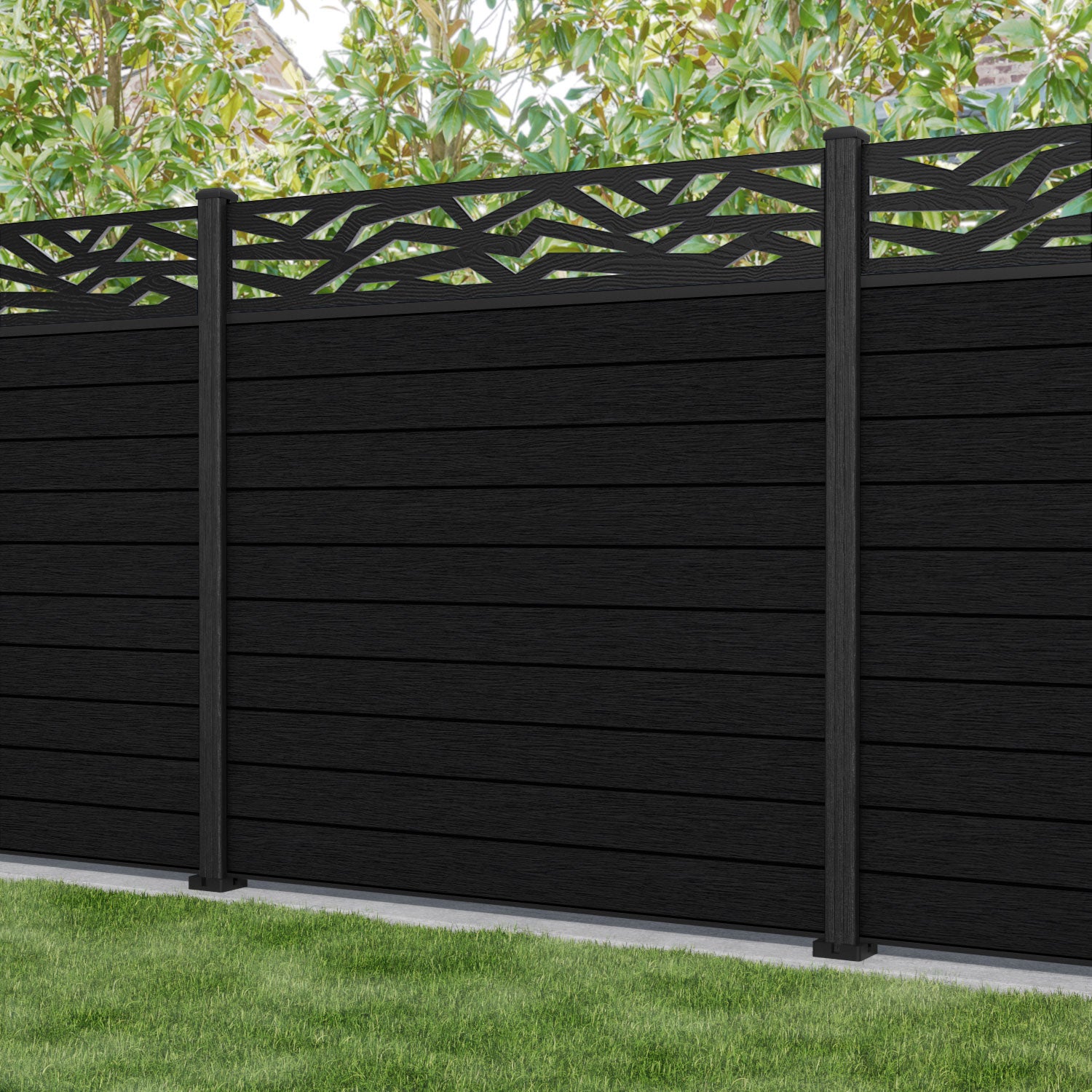 Fusion Zenith Fence Panel - Black - with our composite posts