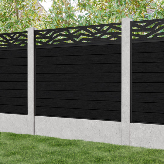 Fusion Zenith Fence Panel - Black - for existing concrete posts