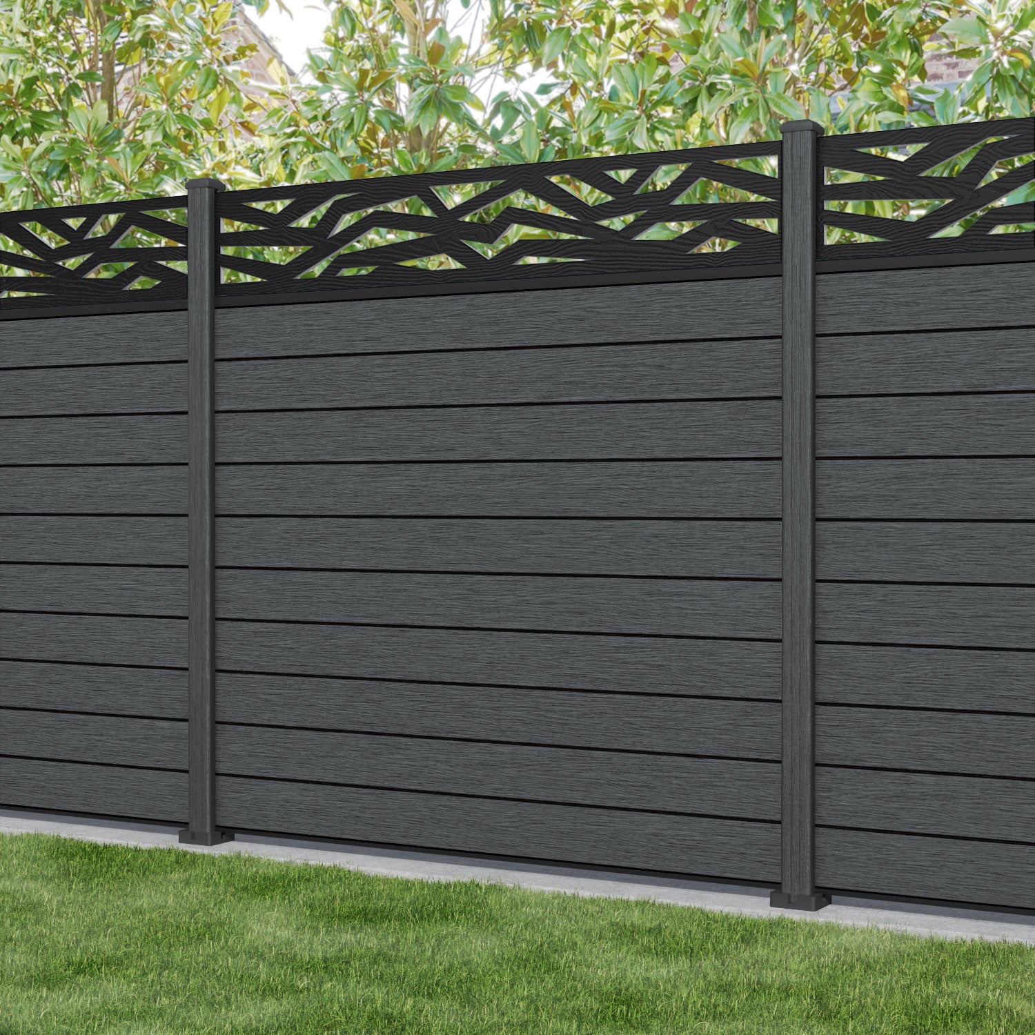 Fusion Zenith Fence Panel - Dark Grey - with our composite posts