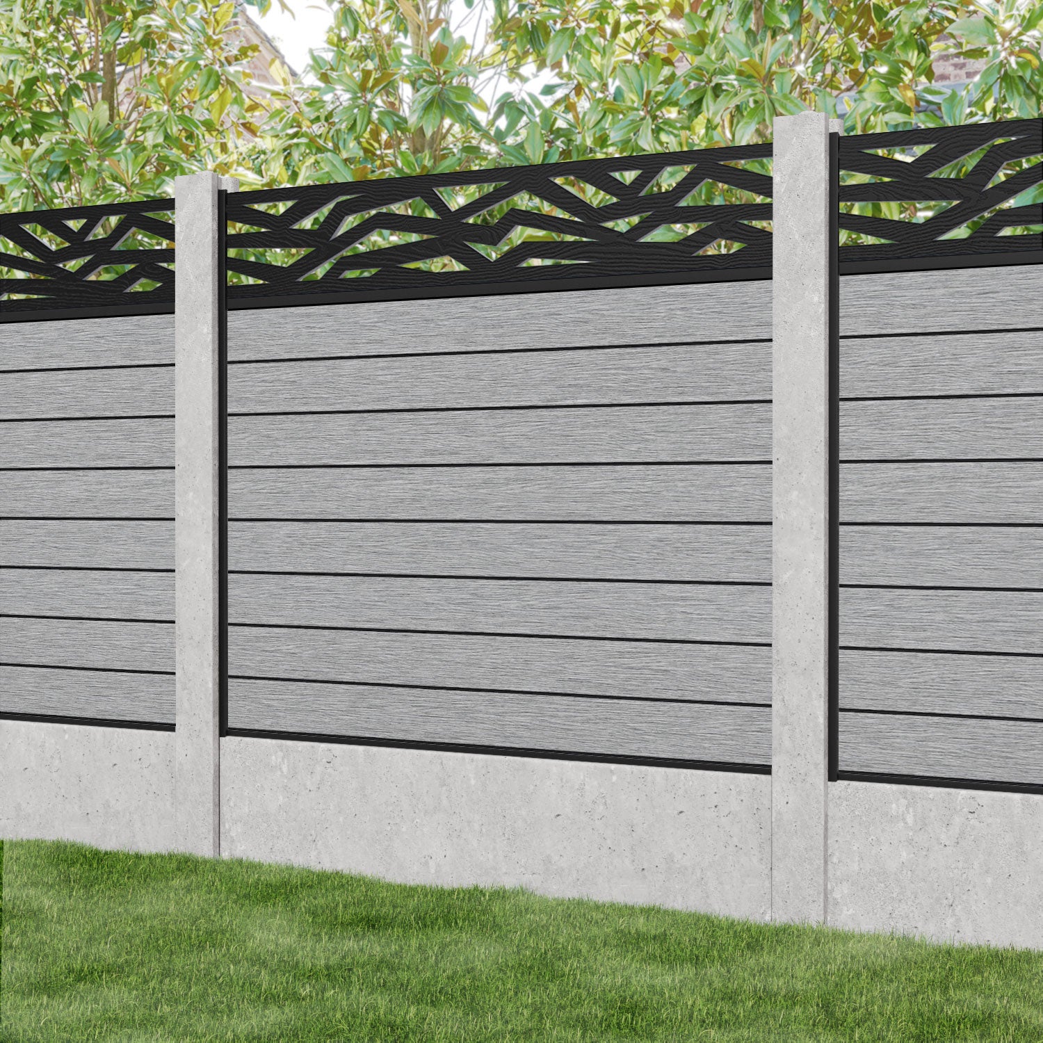 Fusion Zenith Fence Panel - Light Grey - for existing concrete posts