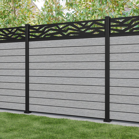 Fusion Zenith Fence Panel - Light Grey - with our aluminium posts