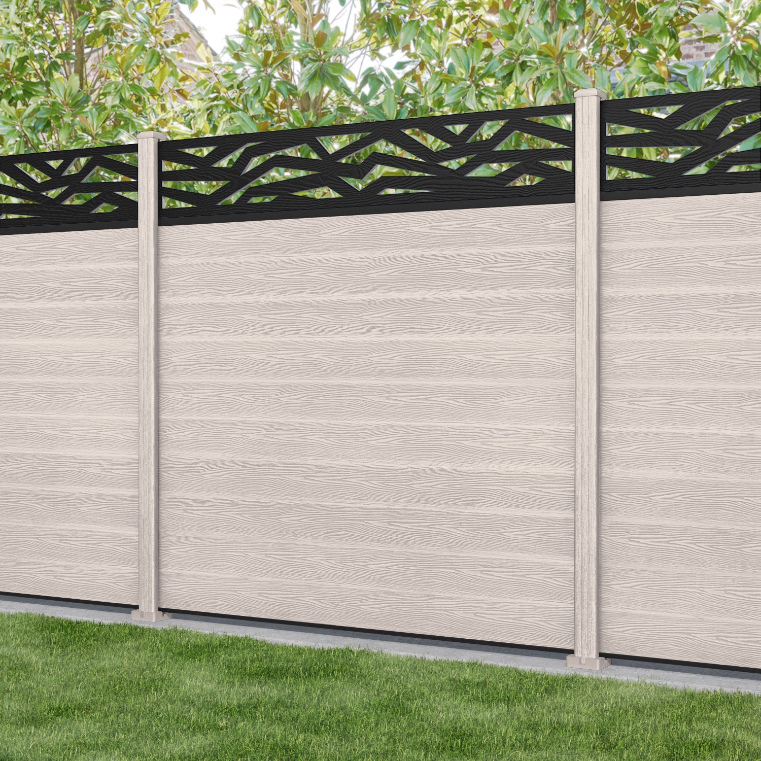 Classic Zenith Fence Panel - Mid Stone - with our composite posts