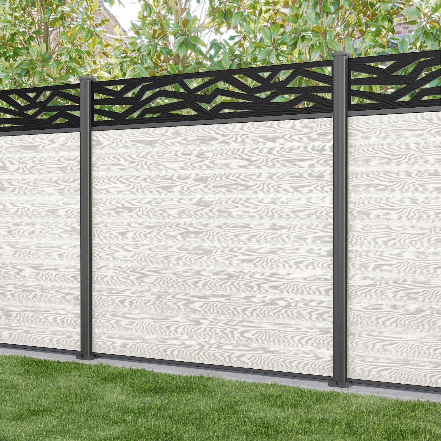 Classic Zenith Fence Panel - Light Stone - with our aluminium posts