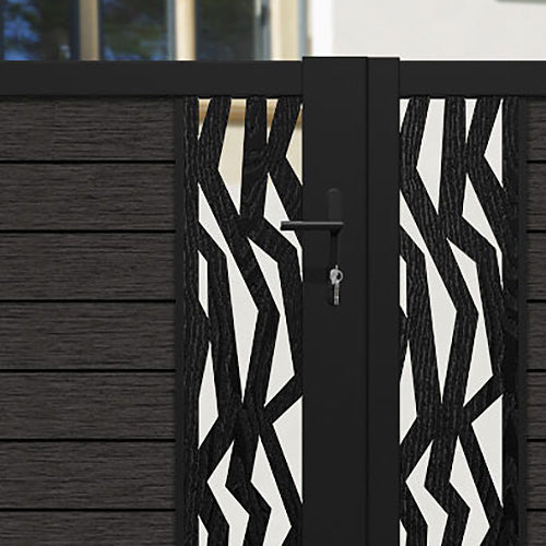 Fusion Zenith Straight Top Driveway Gate - Dark Oak - Middle & End Screen