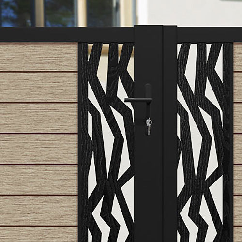 Fusion Zenith Straight Top Driveway Gate - Light Oak - Middle & End Screen