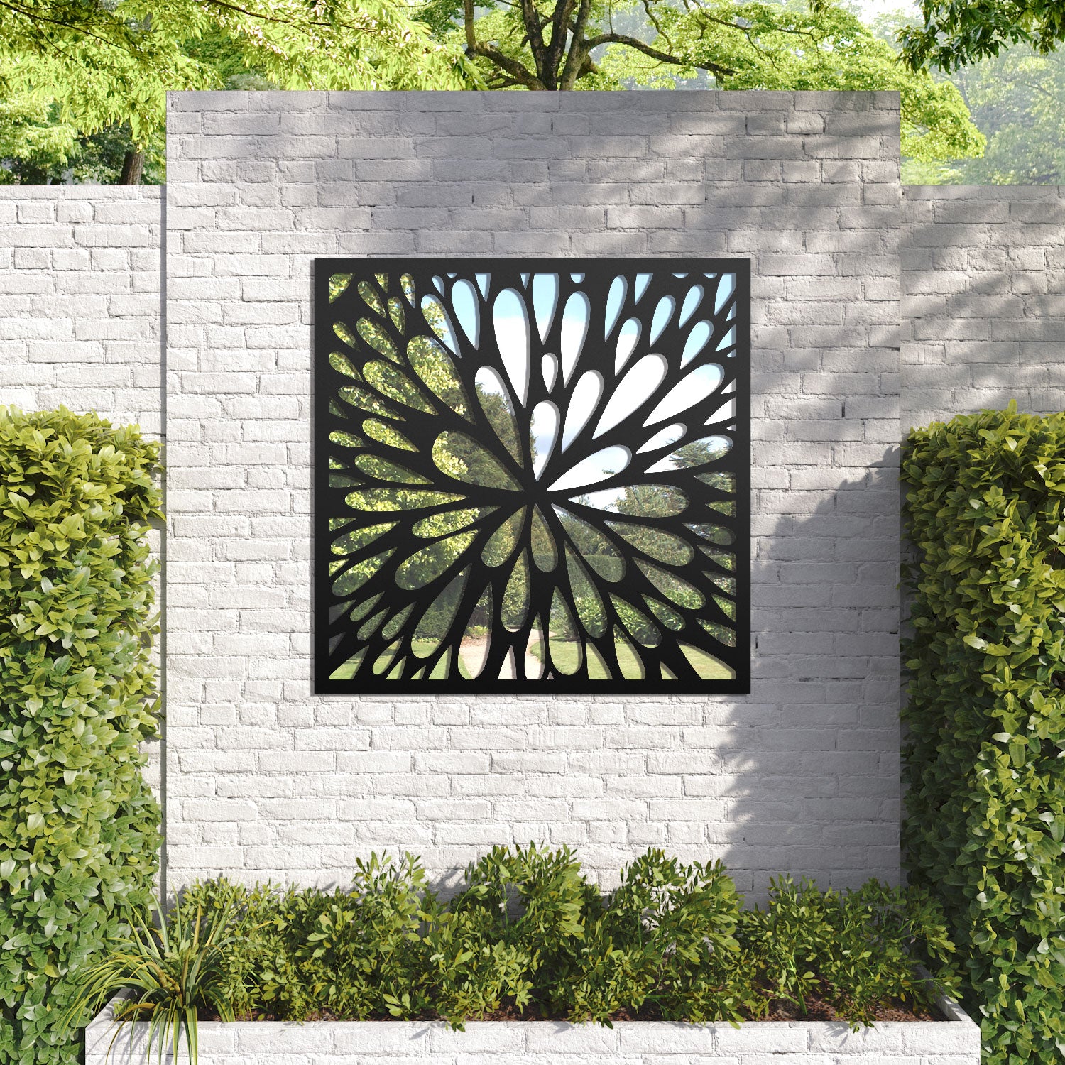 Blossom outdoor decorative mirrored panel