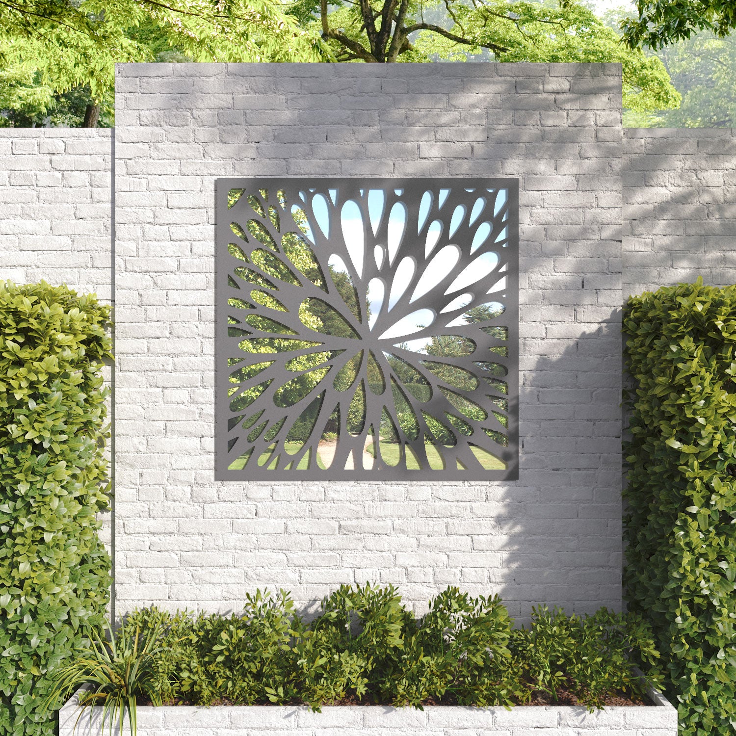 Blossom outdoor decorative mirrored panel