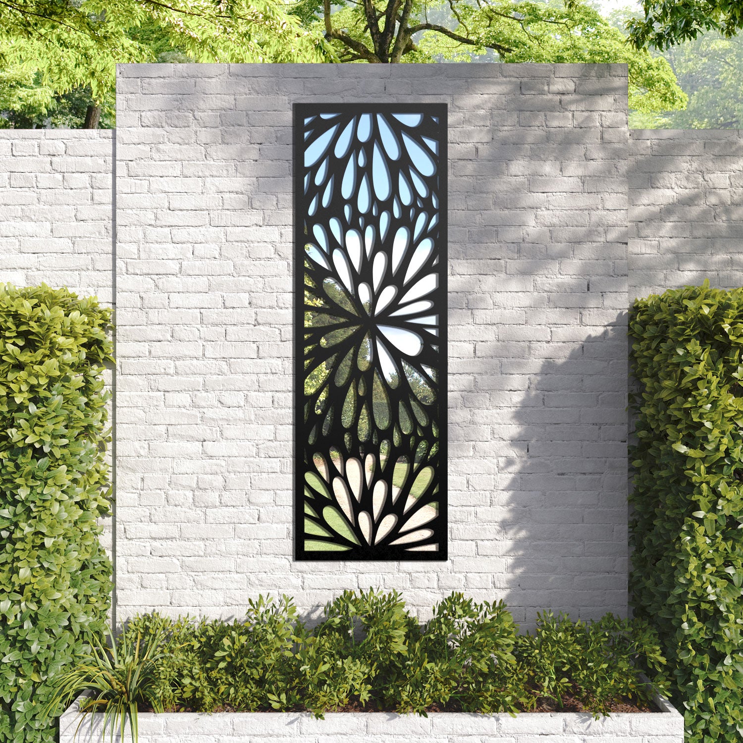 Blossom outdoor decorative mirrored panel