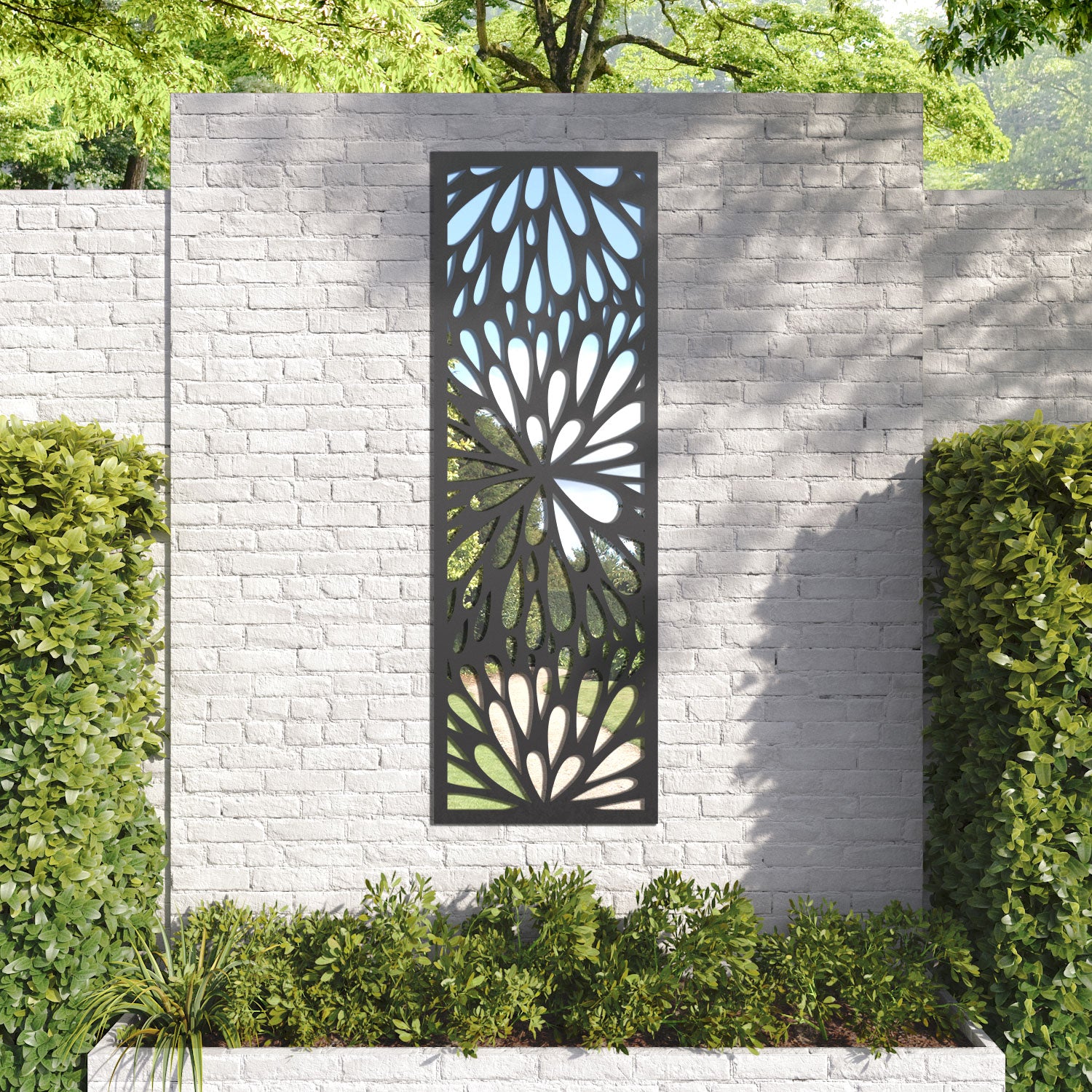 Blossom outdoor decorative mirrored panel