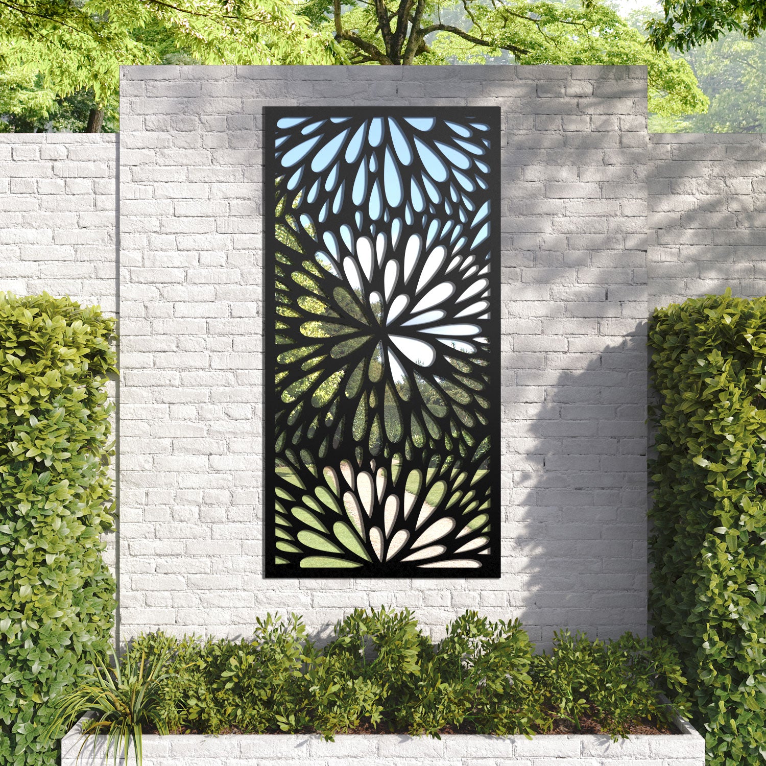 Blossom outdoor decorative mirrored panel
