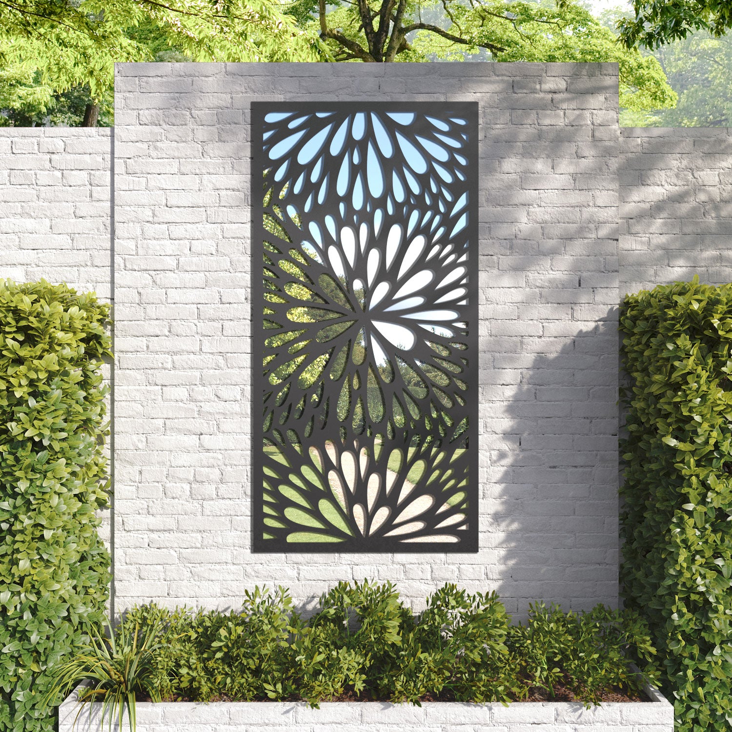 Blossom outdoor decorative mirrored panel