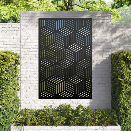 Cubed outdoor decorative mirrored panel