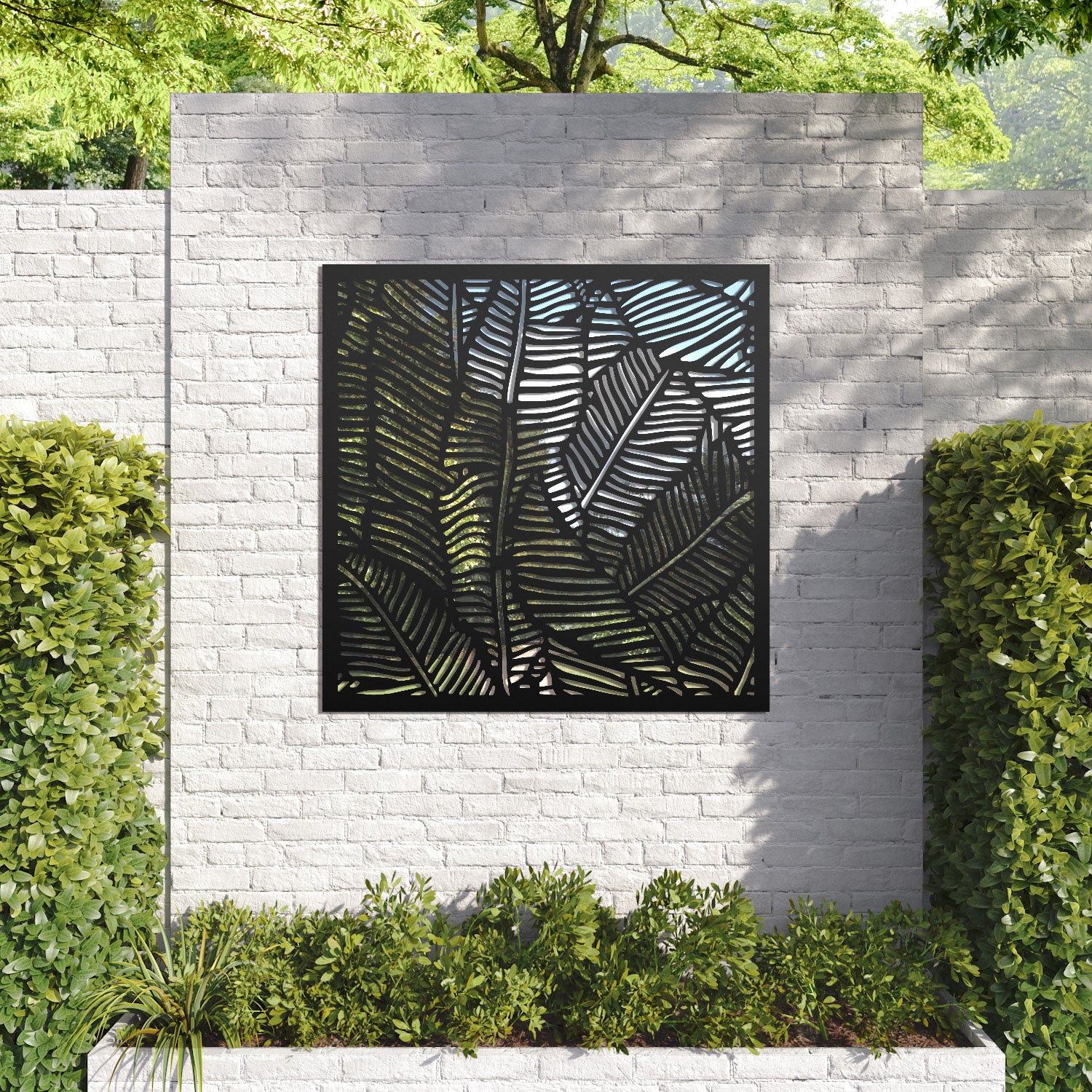 Feather outdoor decorative mirrored panel