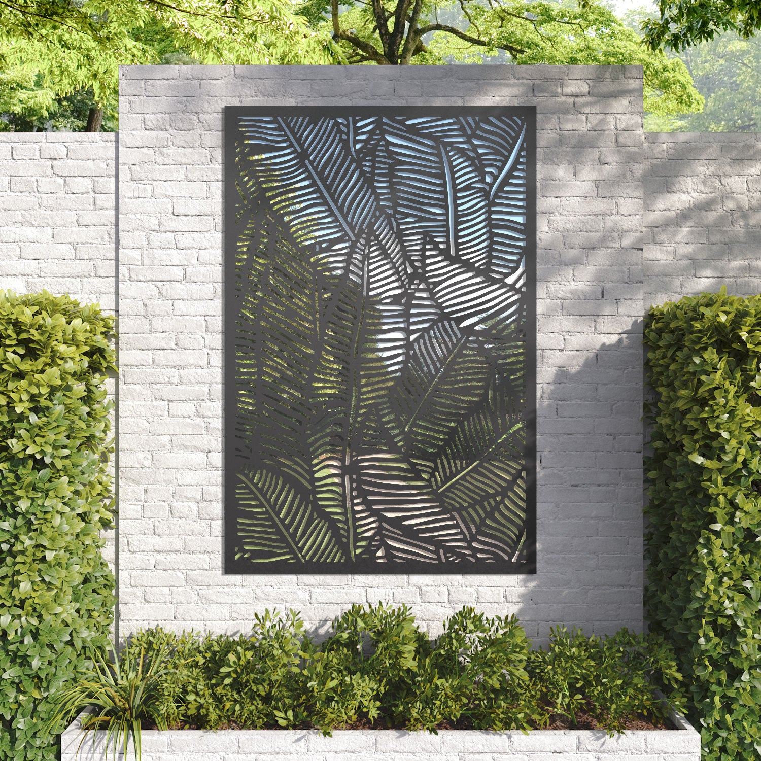 Feather outdoor decorative mirrored panel