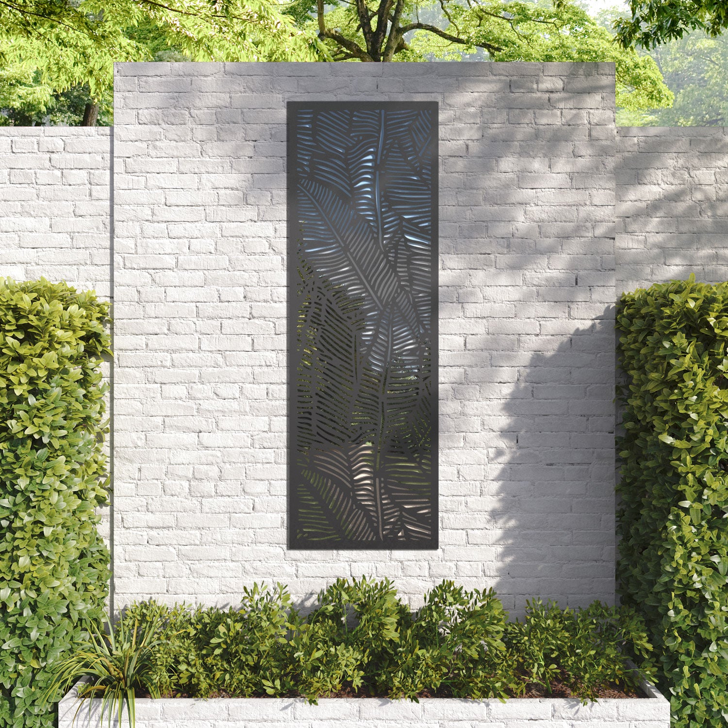 Feather outdoor decorative mirrored panel