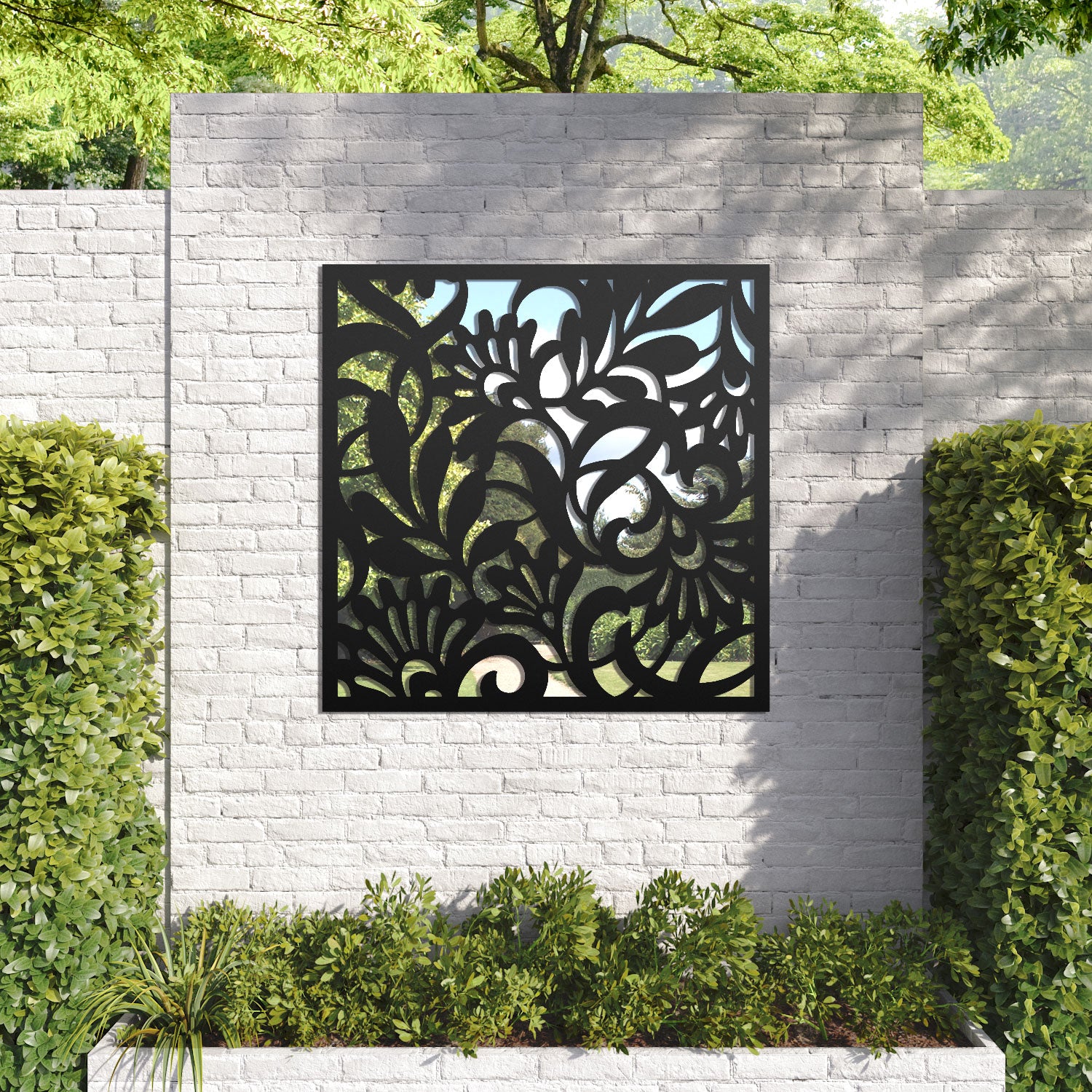 Heritage outdoor decorative mirrored panel