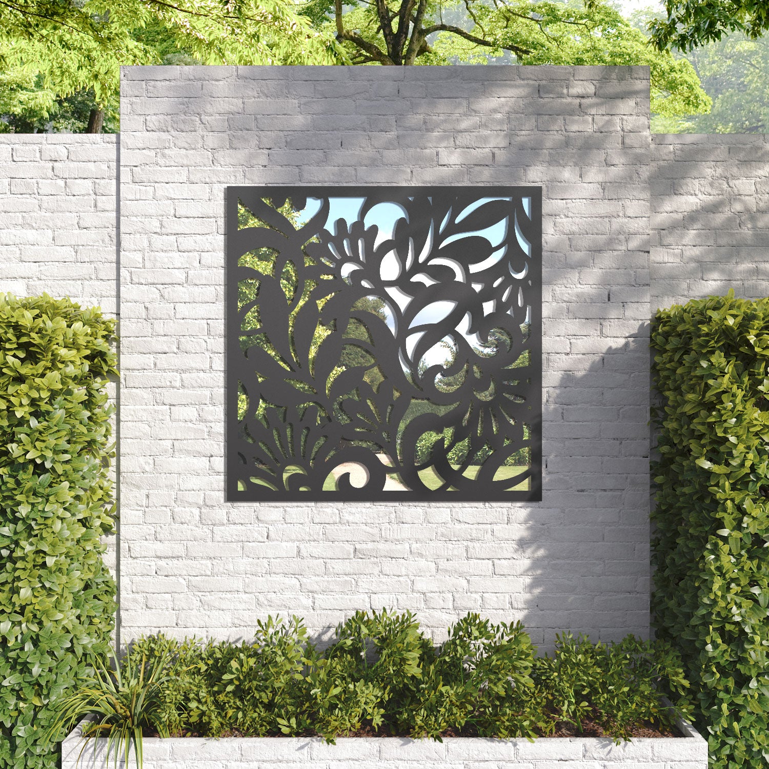 Heritage outdoor decorative mirrored panel