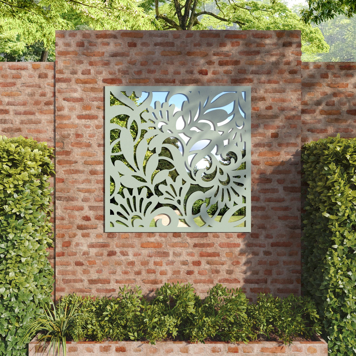 Heritage outdoor decorative mirrored panel