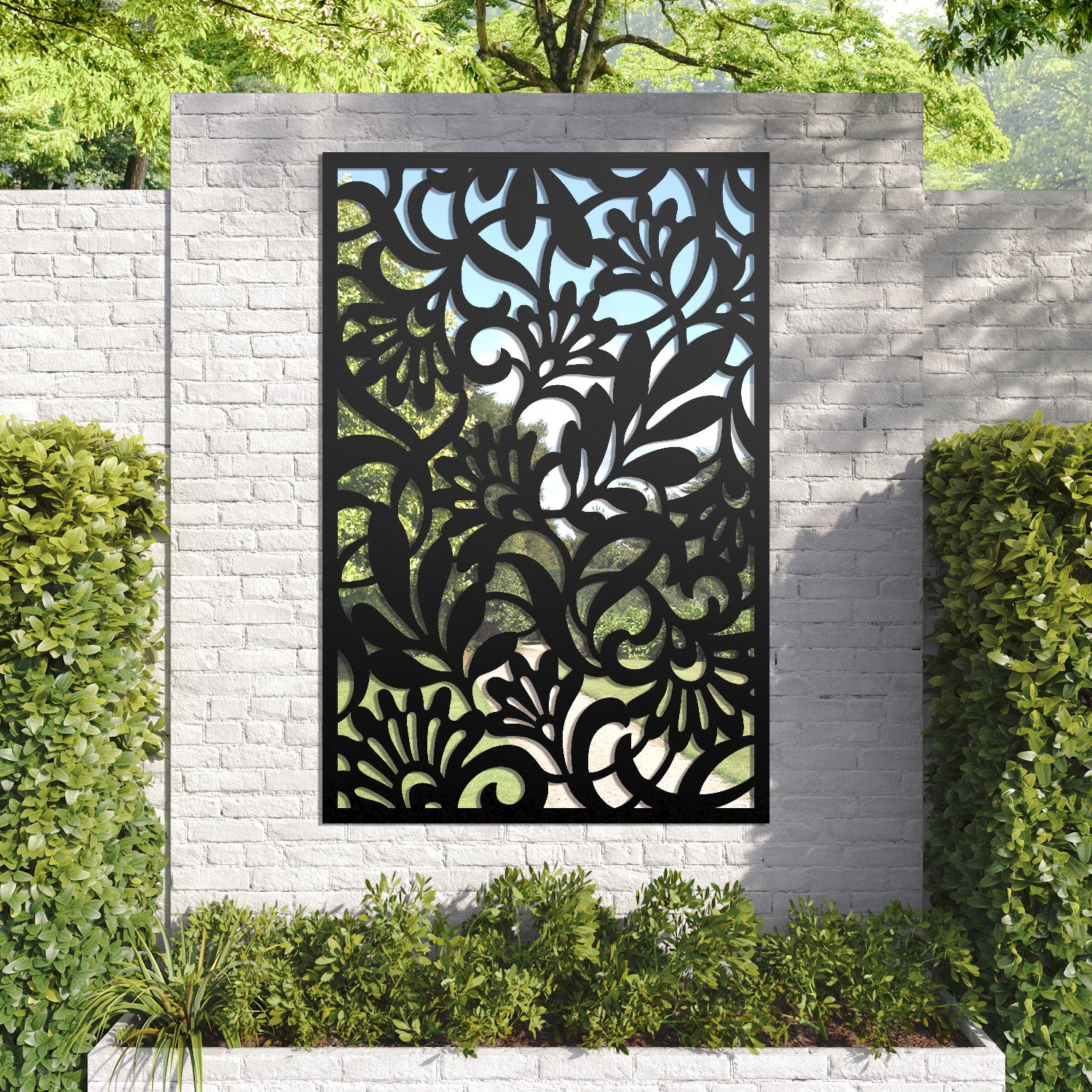 Heritage outdoor decorative mirrored panel