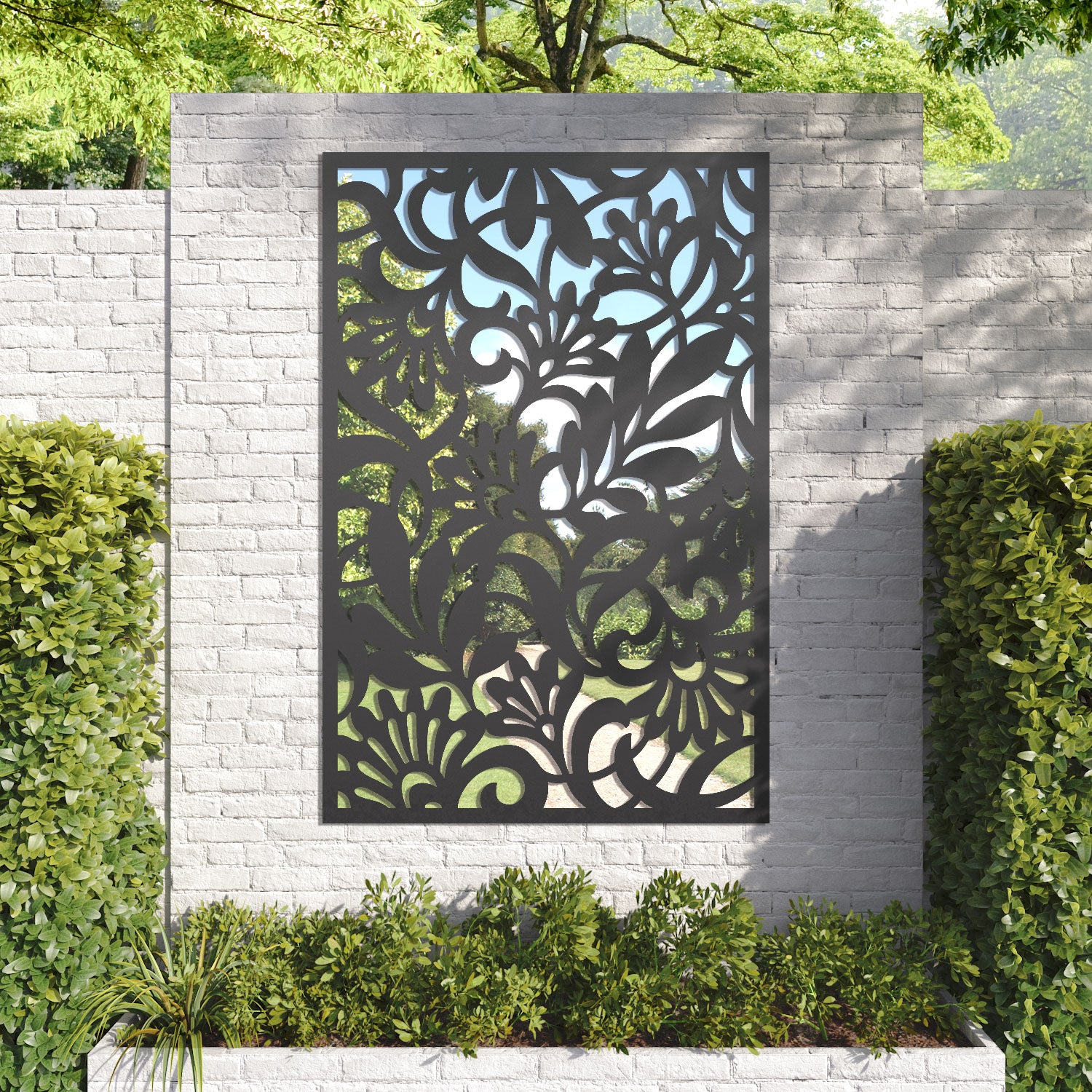 Heritage outdoor decorative mirrored panel