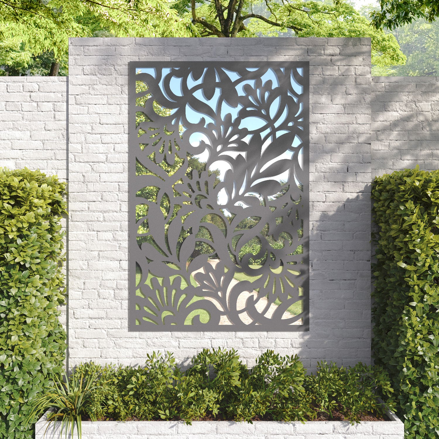Heritage outdoor decorative mirrored panel