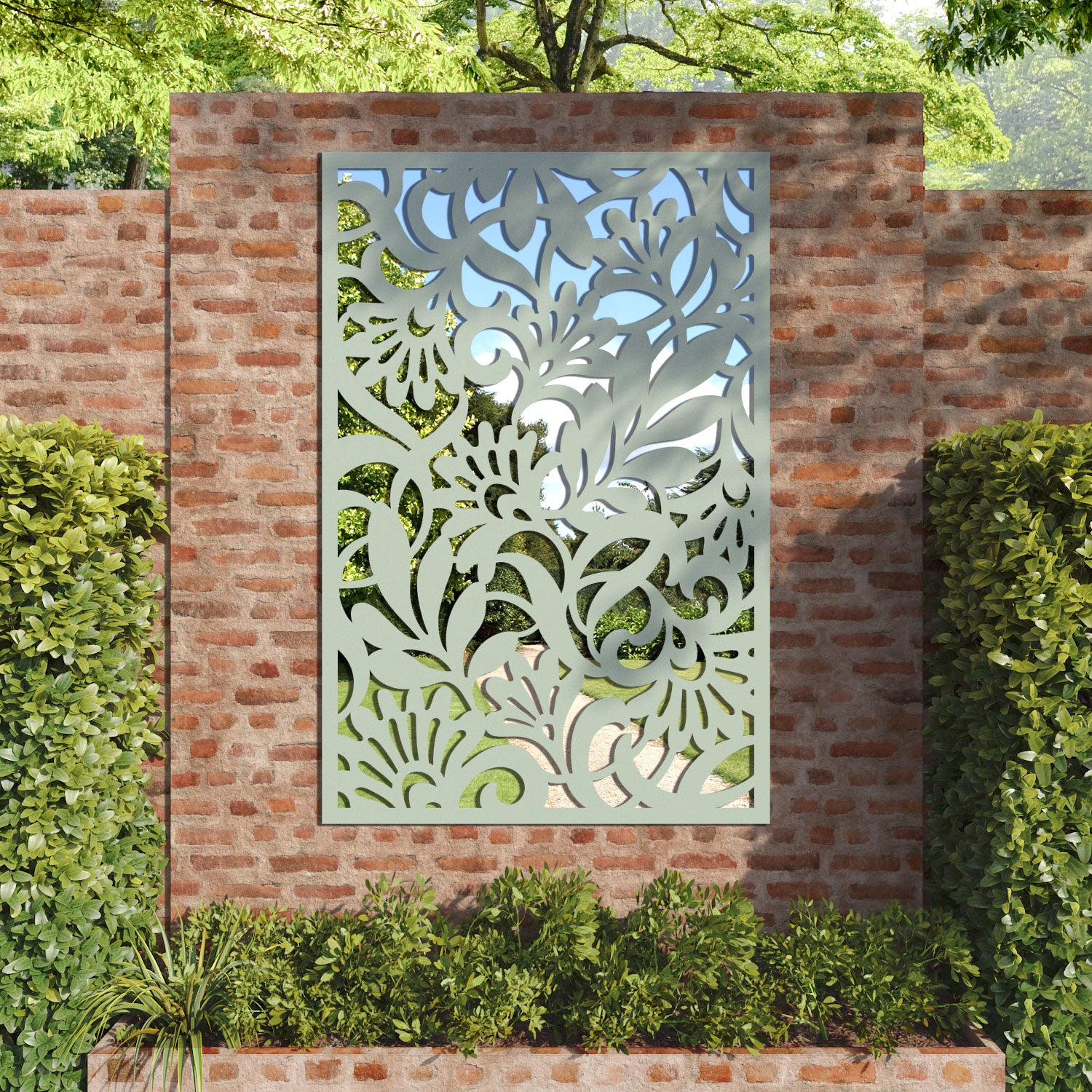 Heritage outdoor decorative mirrored panel