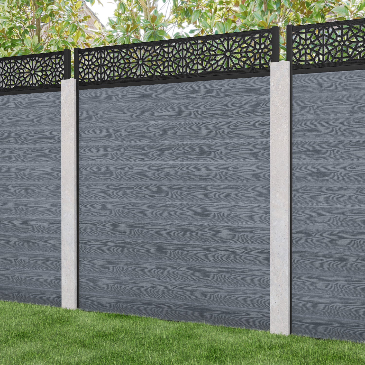 Classic Alnara Fence Panel - Anthracite - for existing concrete posts
