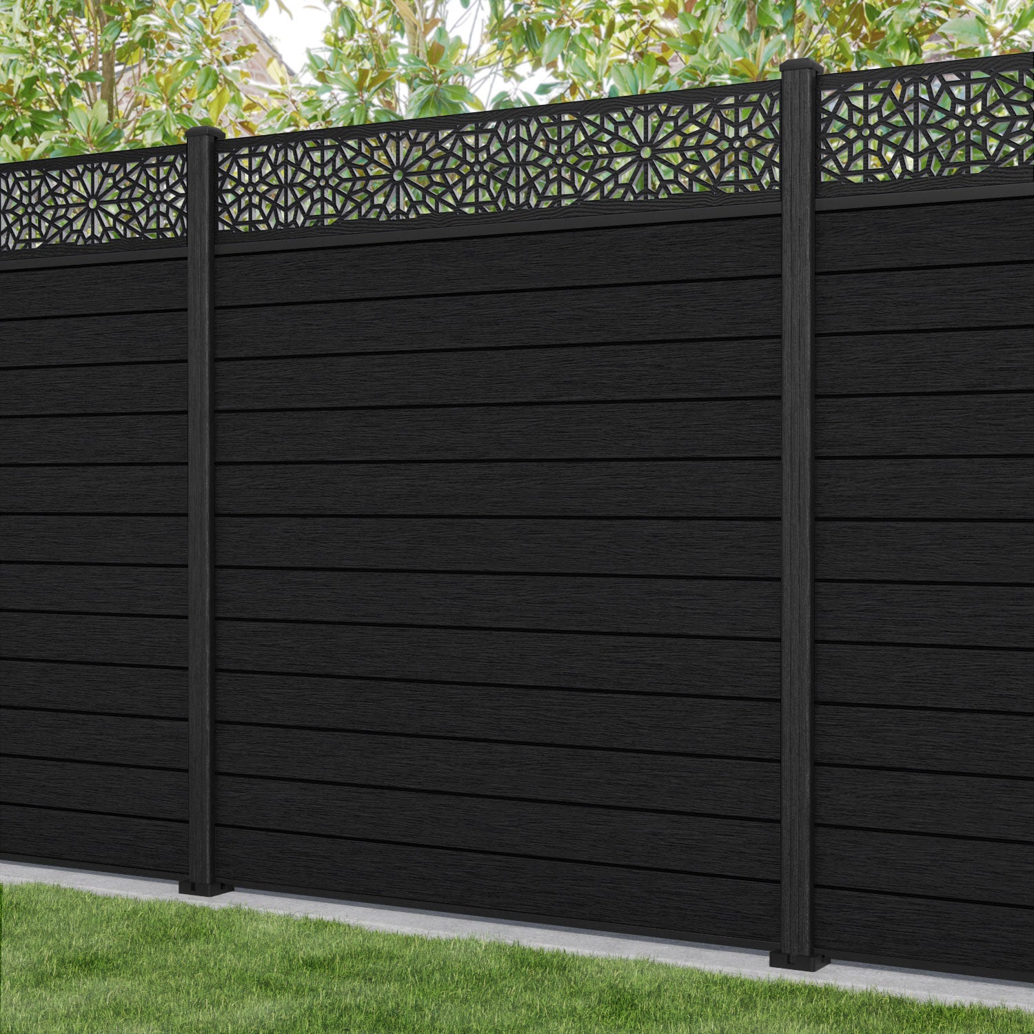 Fusion Alnara Fence Panel - Black - with our composite posts