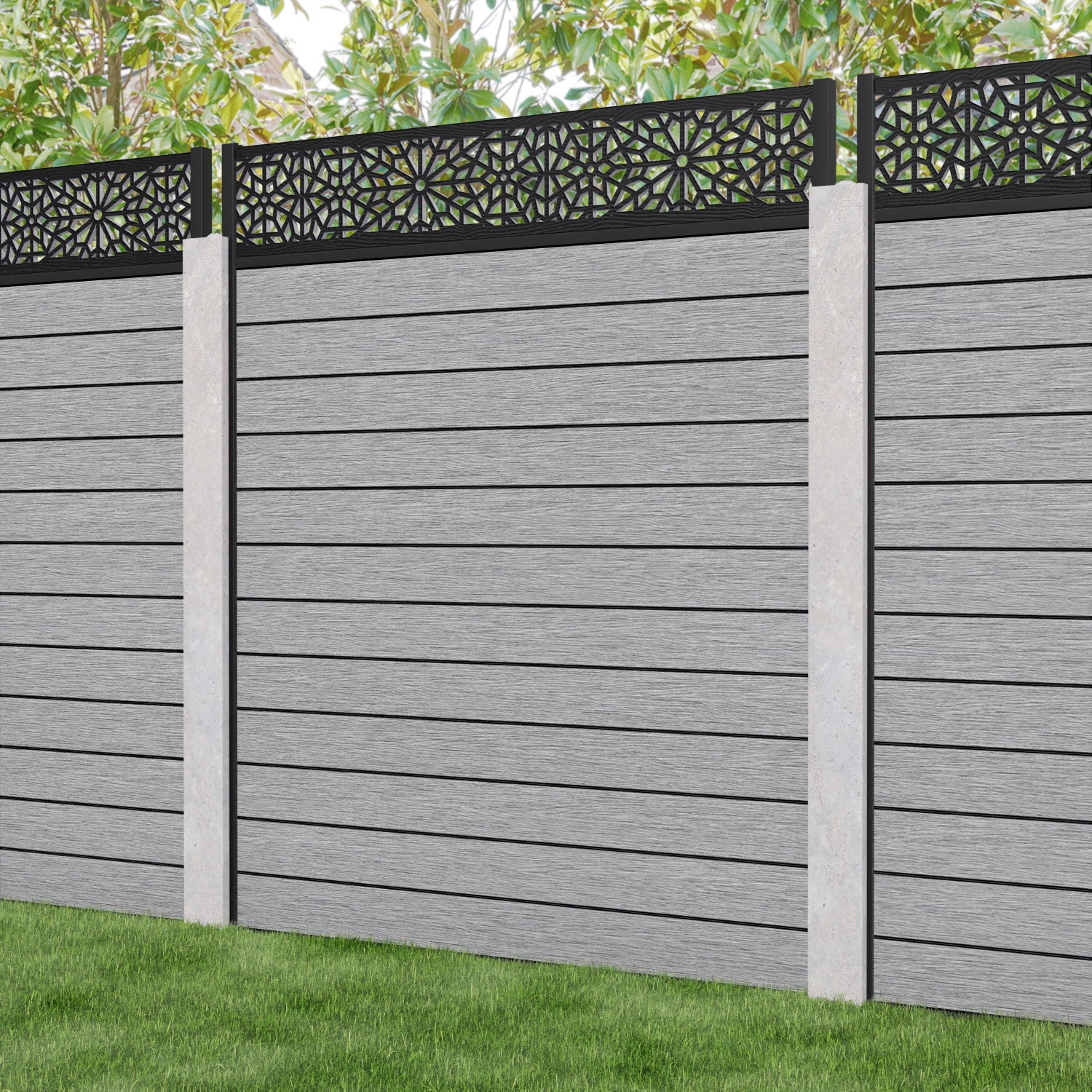 Fusion Alnara Fence Panel - Light Grey - for existing concrete posts