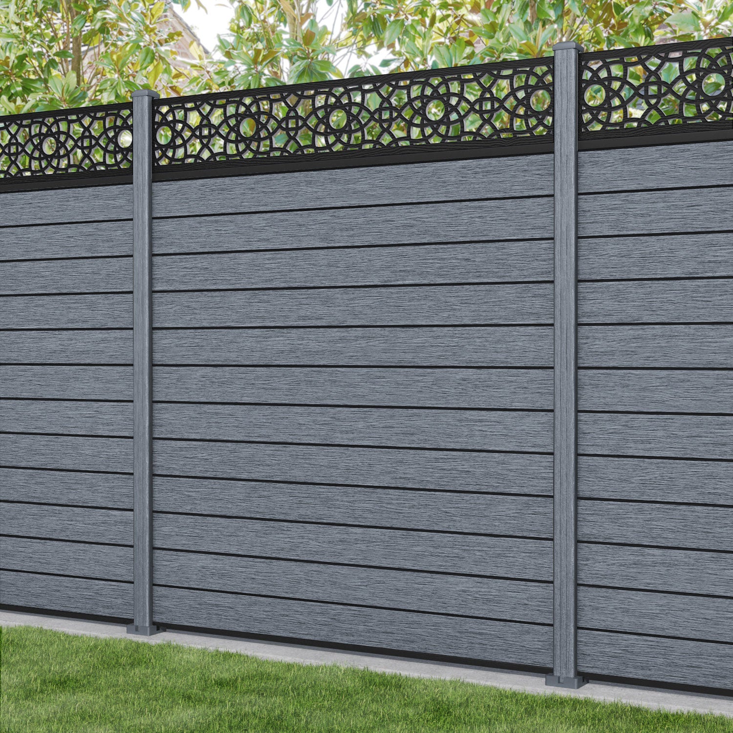 Fusion Ambar Fence Panel - Anthracite - with our composite posts
