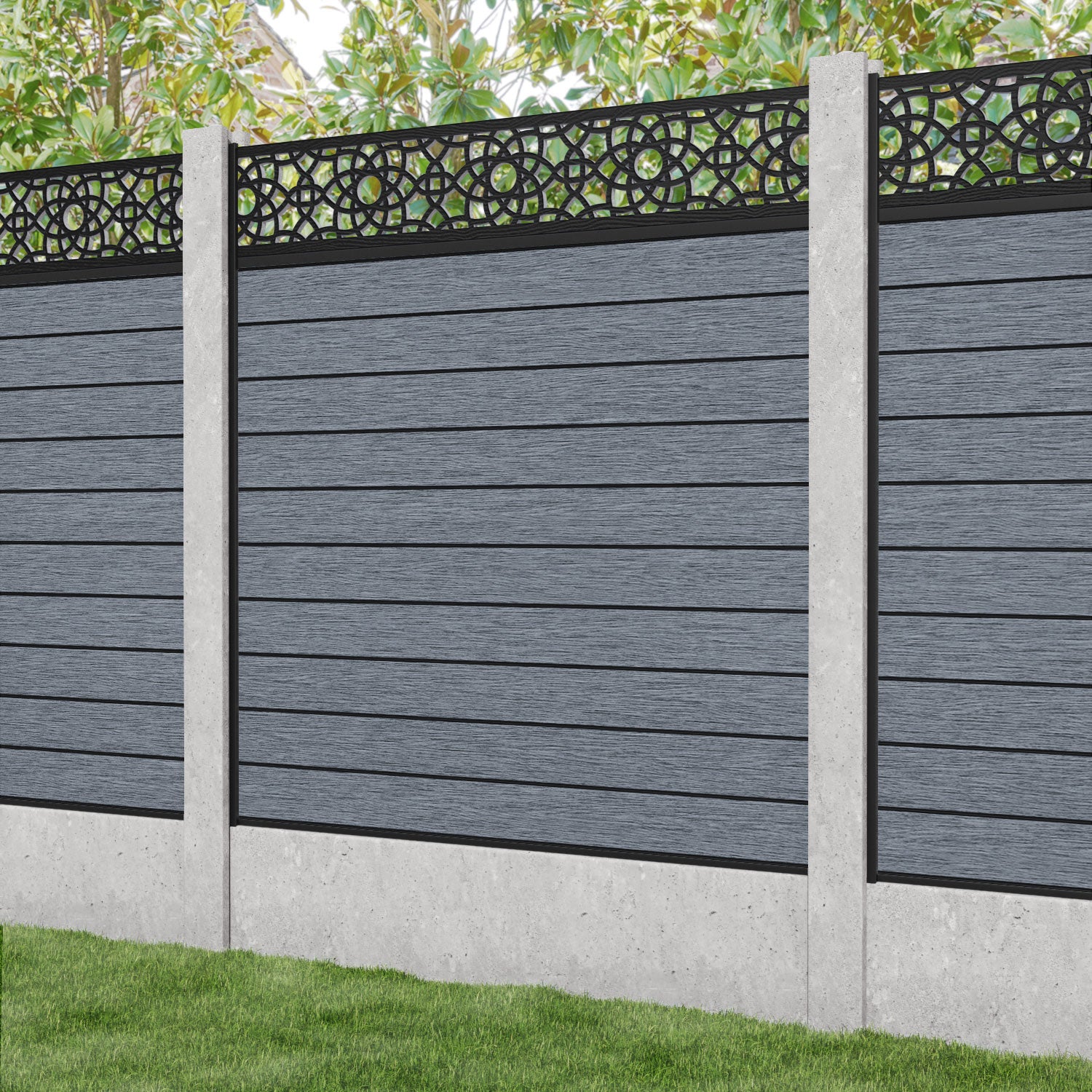 Fusion Ambar Fence Panel - Anthracite - for existing concrete posts