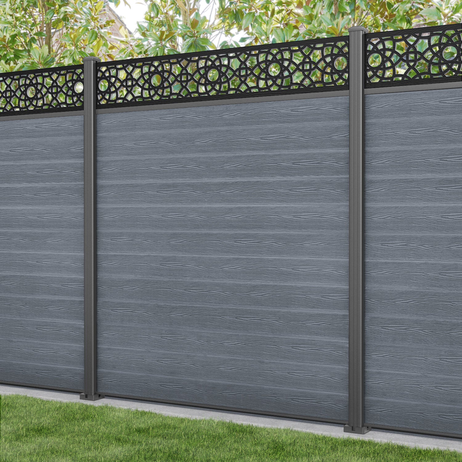Classic Ambar Fence Panel - Anthracite - with our aluminium posts