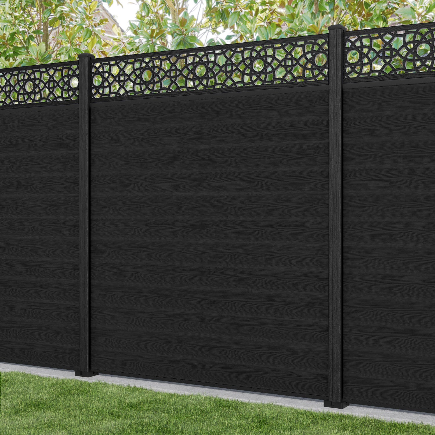Classic Ambar Fence Panel - Black - with our composite posts