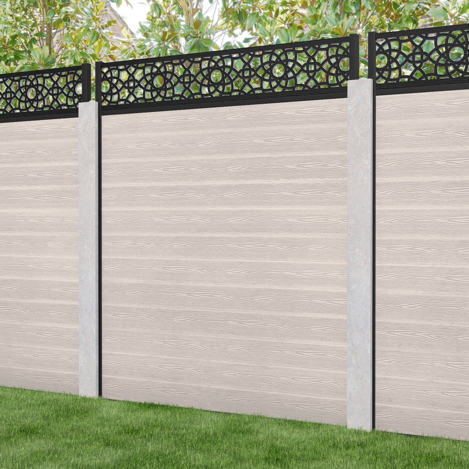 Classic Ambar Fence Panel - Mid Stone - for existing concrete posts