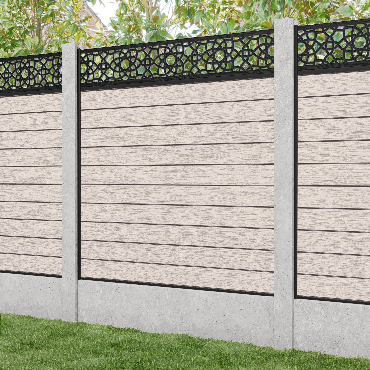 Fusion Ambar Fence Panel - Mid Stone - for existing concrete posts