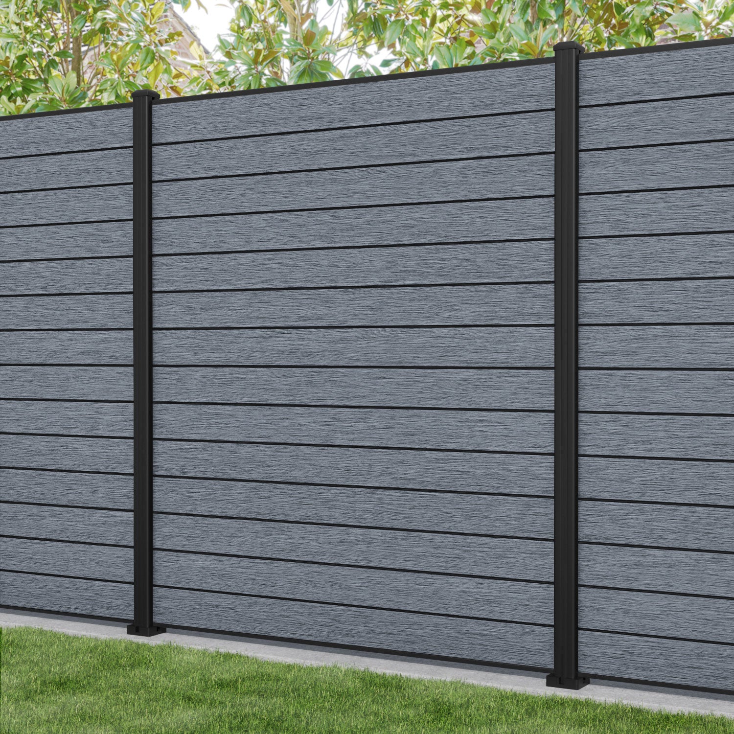 Fusion Fence Panel - Anthracite - with our aluminium posts