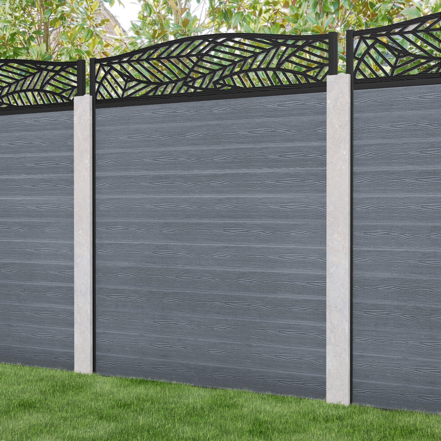 Classic Habitat Curved Top Fence Panel - Anthracite - for existing concrete posts