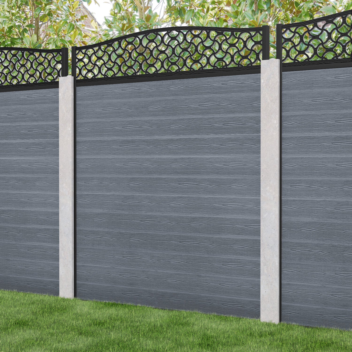 Classic Vida Curved Top Fence Panel - Anthracite - for existing concrete posts