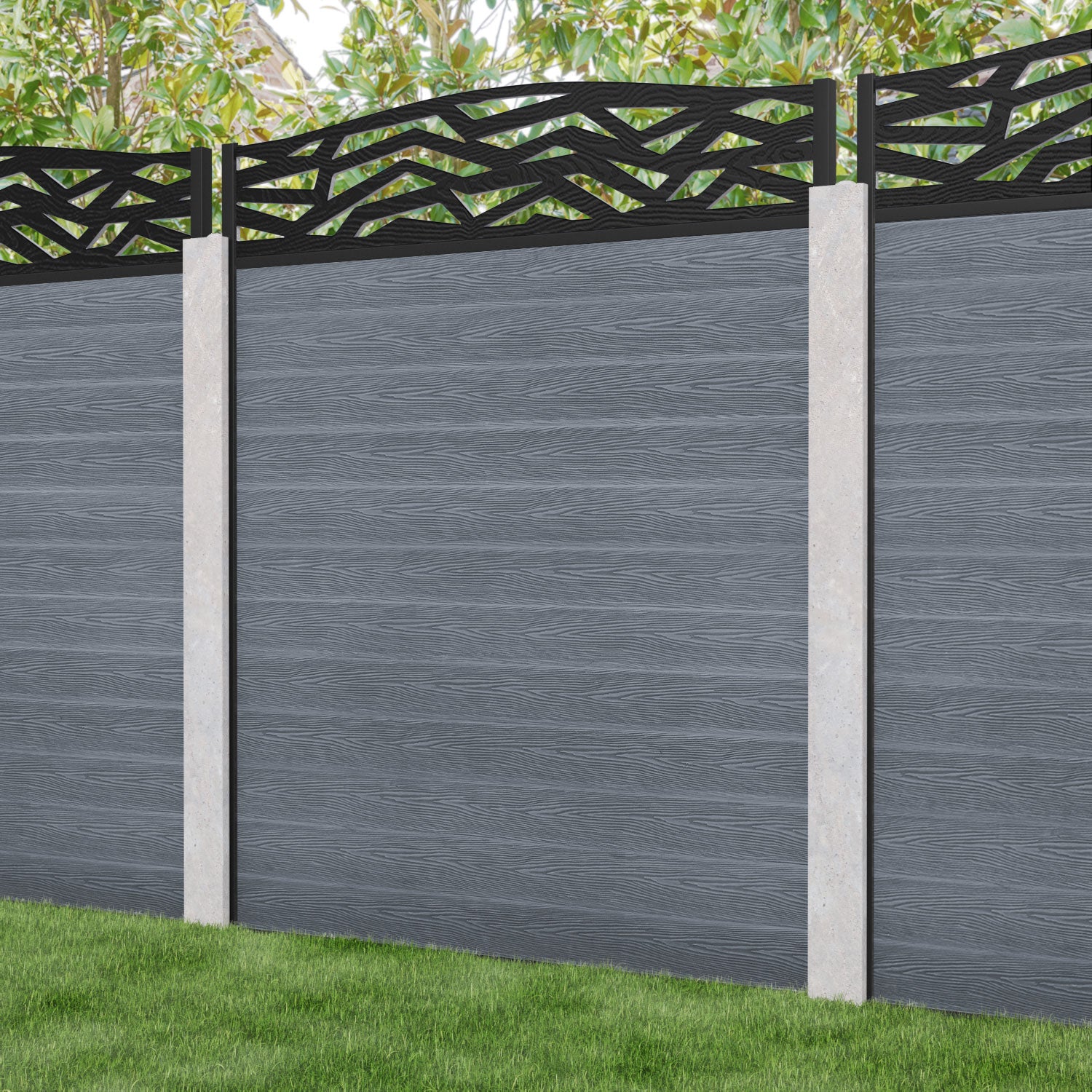 Classic Zenith Curved Top Fence Panel - Anthracite - for existing concrete posts