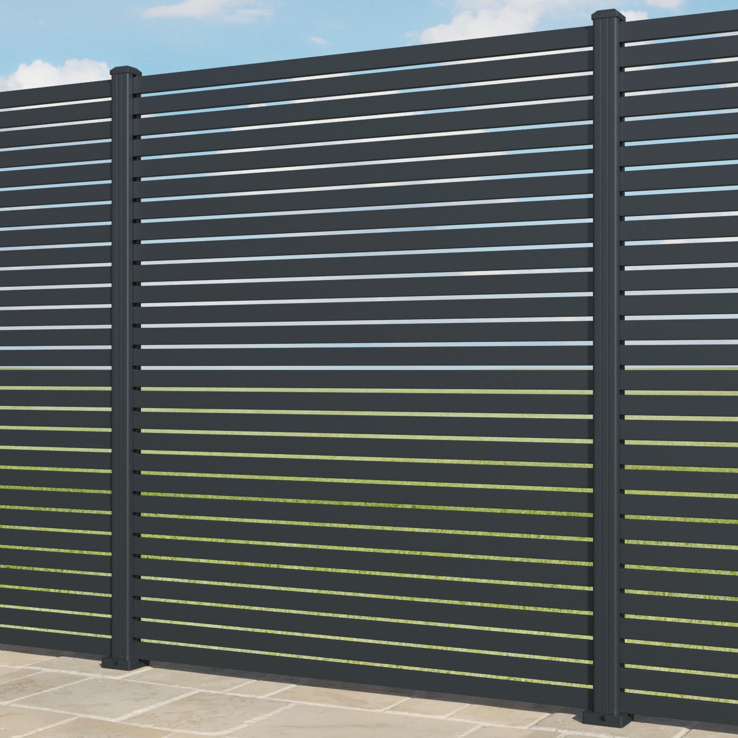 Aria Aluminium Fence Panel - Anthracite - with our aluminium posts