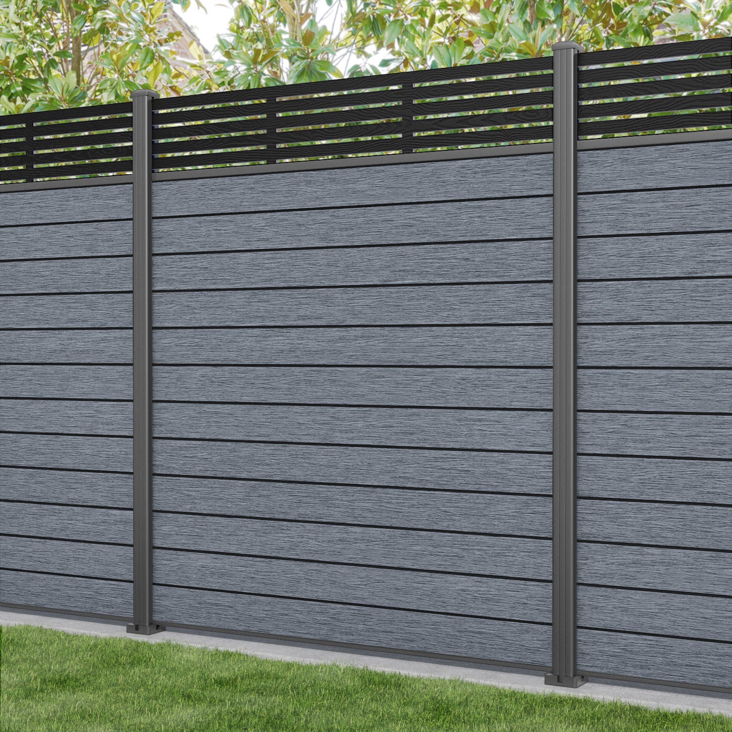 Fusion Aspen Fence Panel - Anthracite - with our aluminium posts