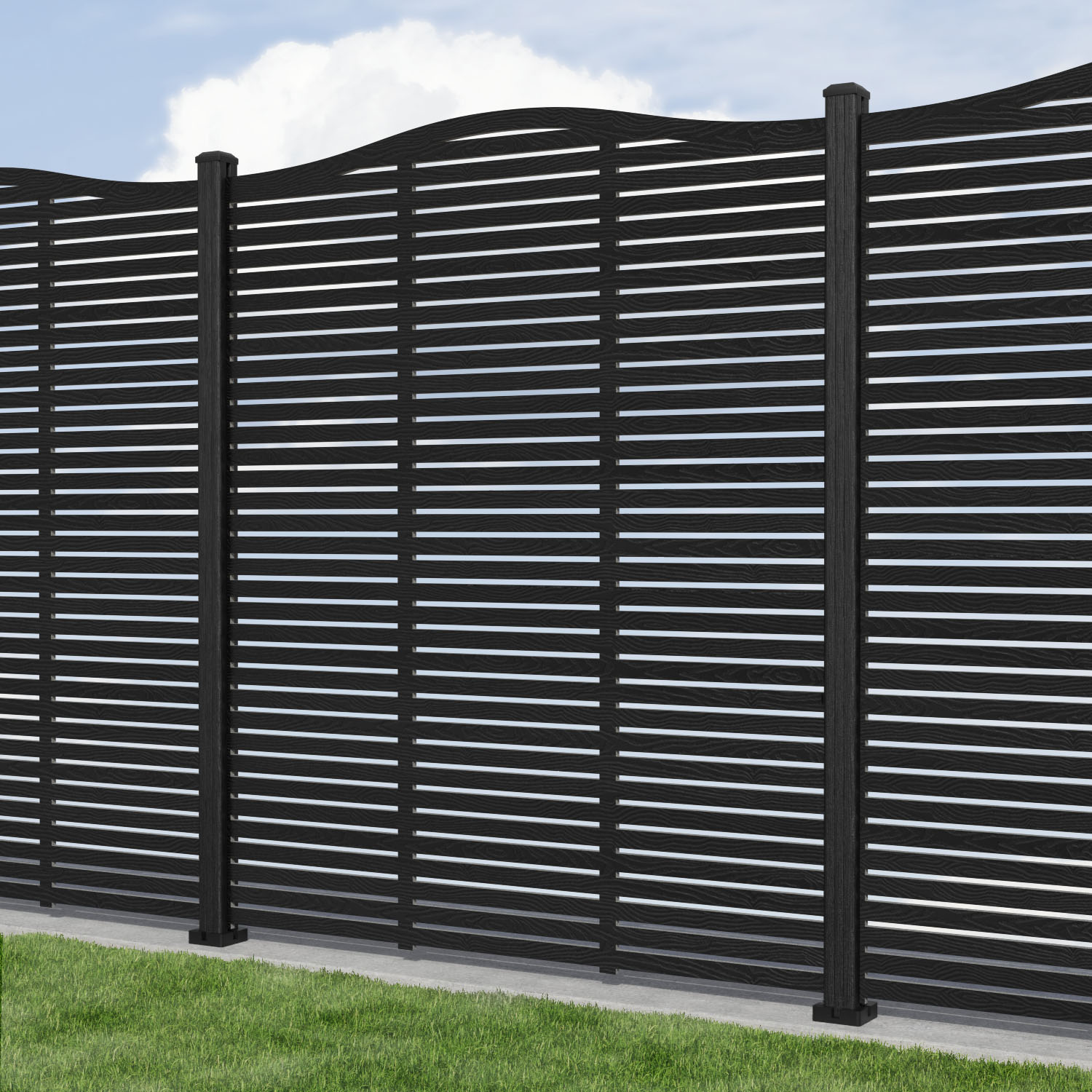 Aspen Curved Top Composite Fence Panel - with our composite posts