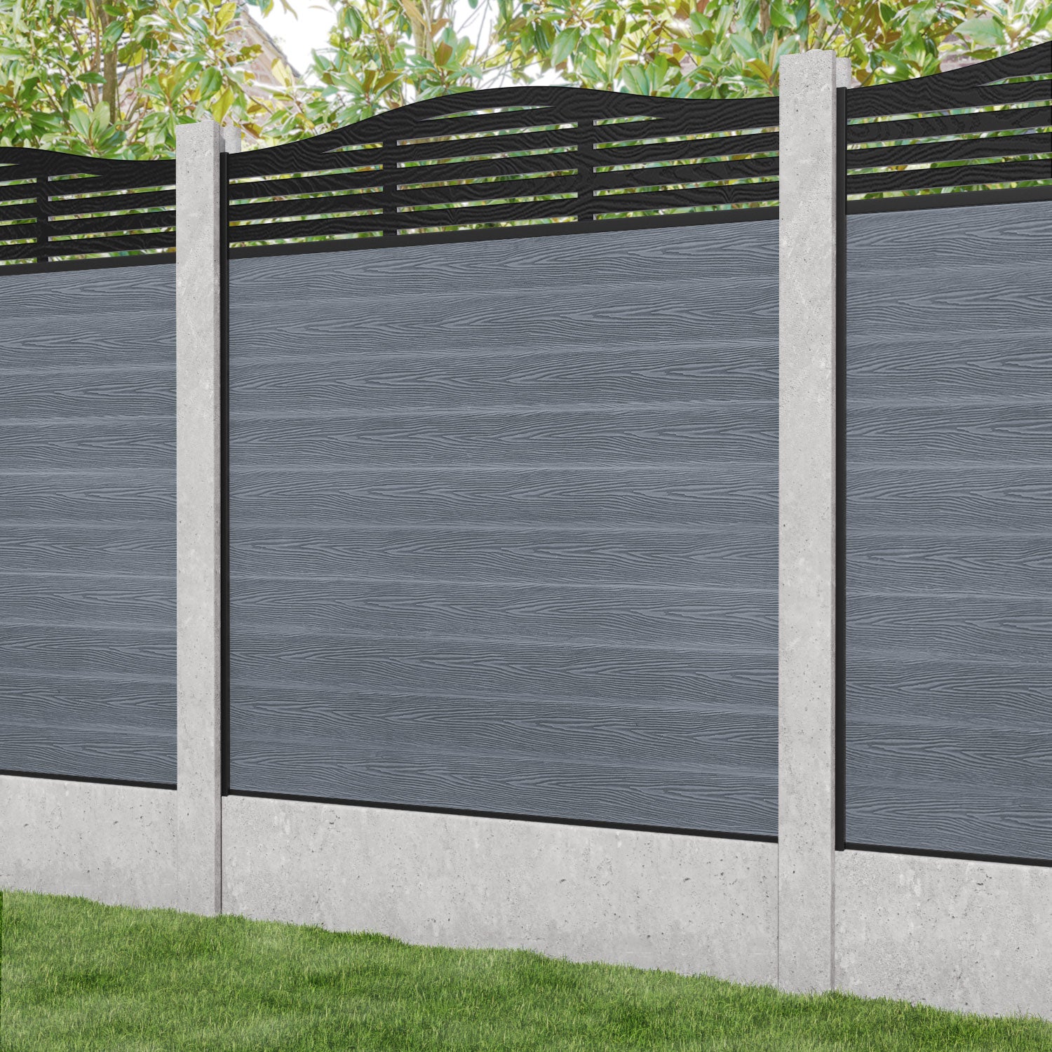 Classic Aspen Curved Top Fence Panel - Anthracite - for existing concrete posts