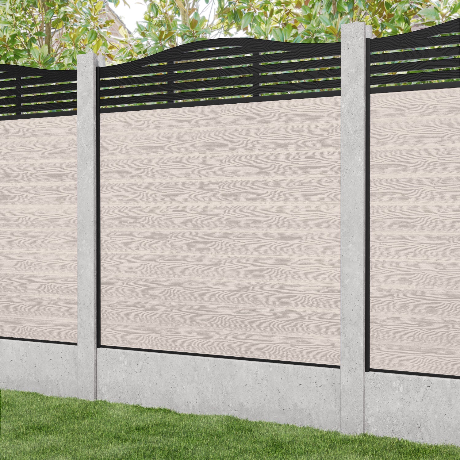 Classic Aspen Curved Top Fence Panel - Mid Stone - for existing concrete posts