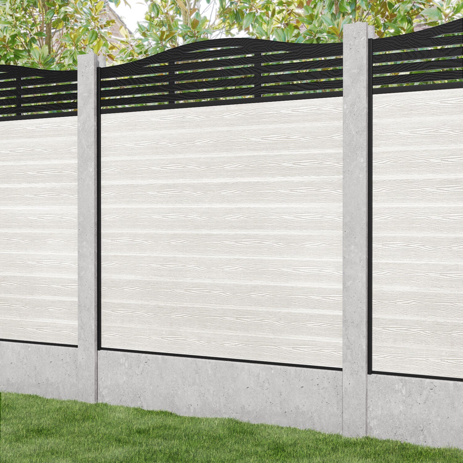 Classic Aspen Curved Top Fence Panel - Light Stone - for existing concrete posts