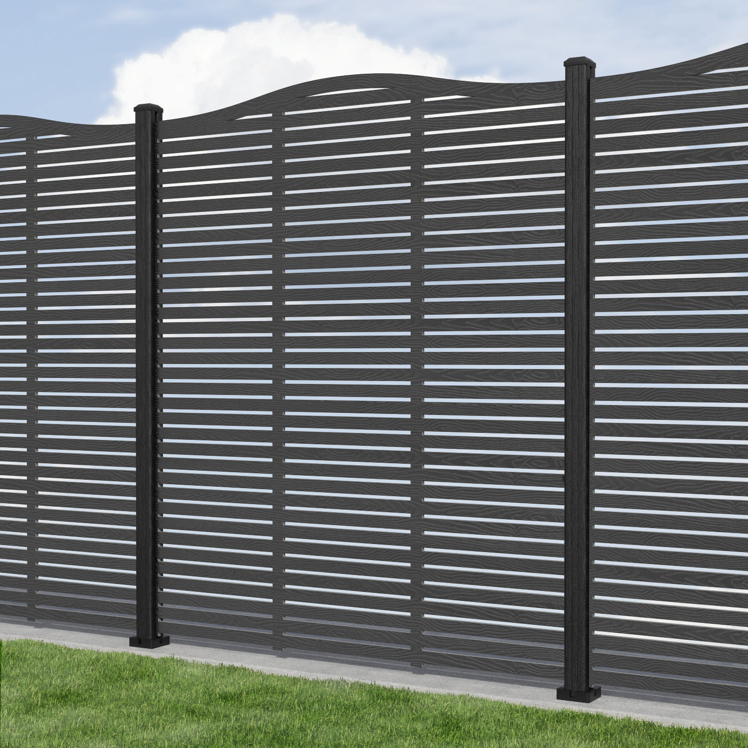 Aspen Curved Top Composite Fence Panel - with our composite posts