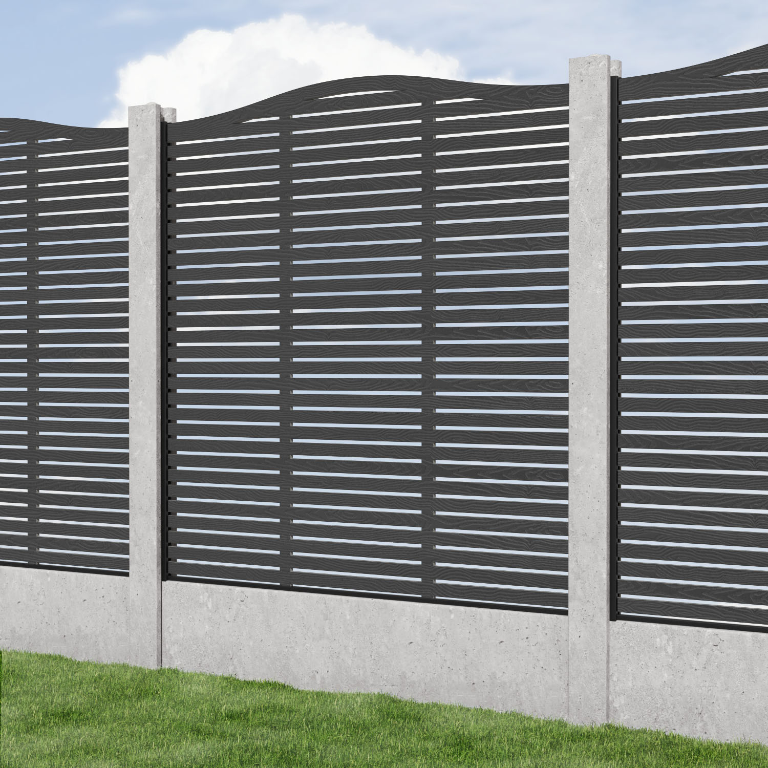 Aspen Curved Top Composite Fence Panel - for existing concrete posts