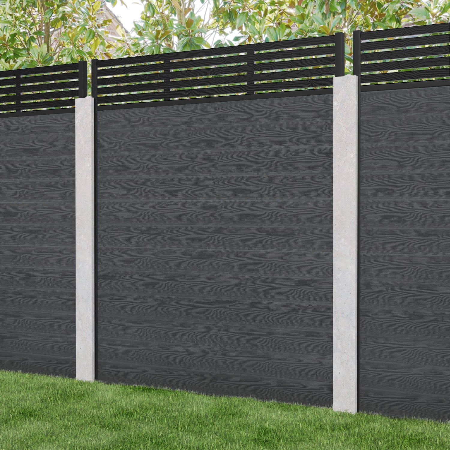 Classic Aspen Fence Panel - Dark Grey - for existing concrete posts