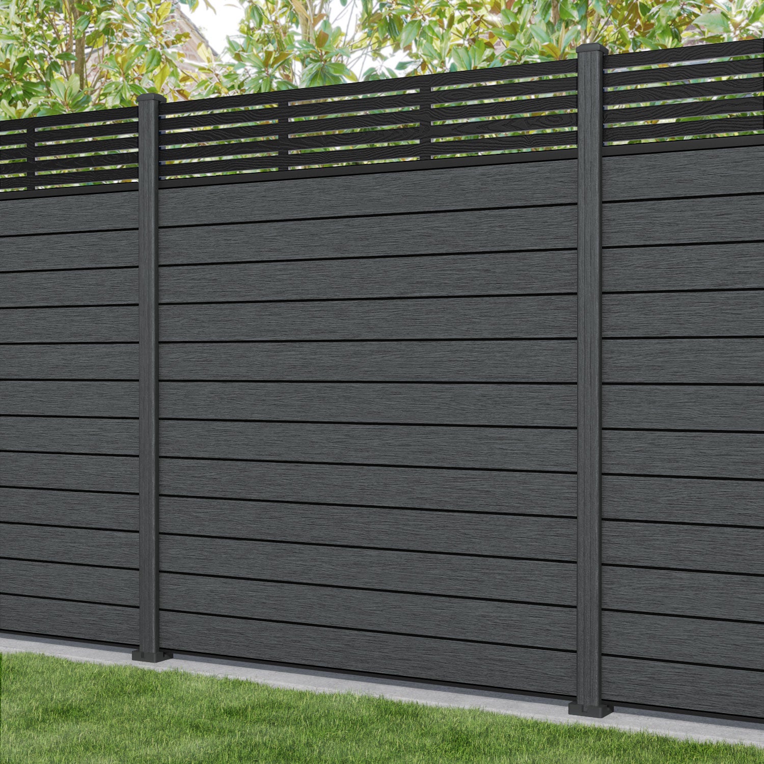 Fusion Aspen Fence Panel - Dark Grey - with our composite posts